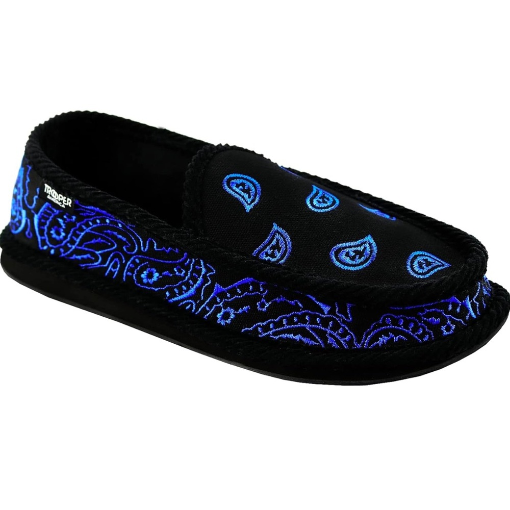 Black and royal blue bandanna loafers size 13